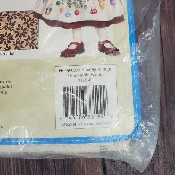 New Daisy Kingdom Dress Homespun Holiday Vintage Ornaments Border 4 Yards Cotton - Picture 10 of 12